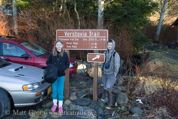 Connor and Rowan at the Mt. Verstovia Trailhead